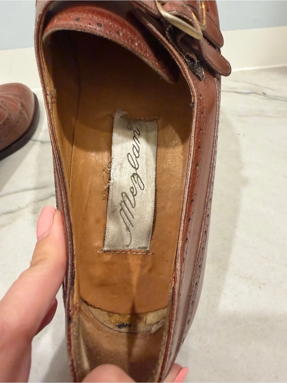 Mezlan Men's Brown Double Monk Wingtip Leather Shoes Geneva Made in Spain size 9